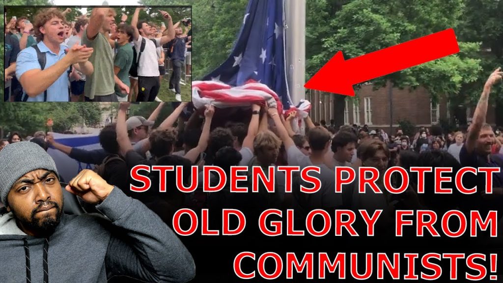 UNC Chapel Hill Students SING NATIONAL ANTHEM While PROTECTING American Flag From WOKE PROTESTORS!