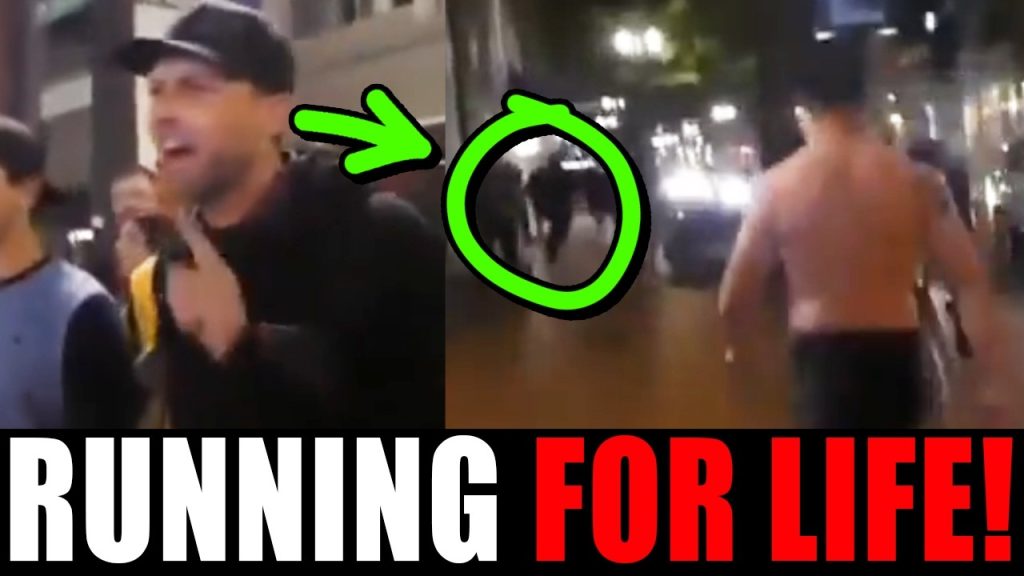 Antifa DORK harasses woman, then her SONS come around the corner